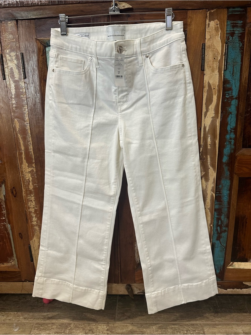 White House Black Market White Cropped Wide-Leg Pants
